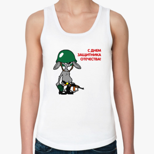 Женская майка с принтом заяц в каске