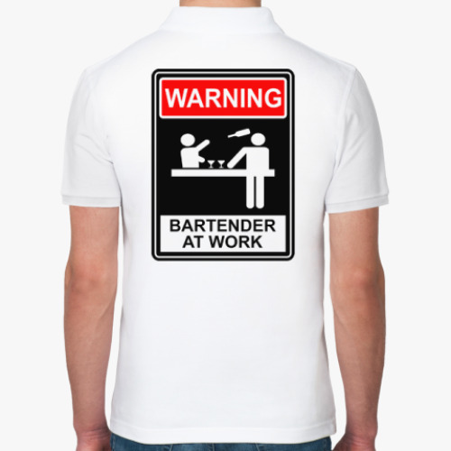Рубашка поло с принтом Warning ! Bartender at work
