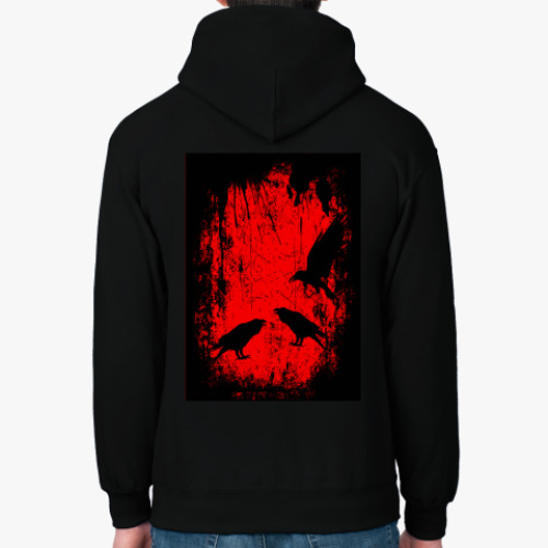 Толстовка худи с принтом Черный ворон