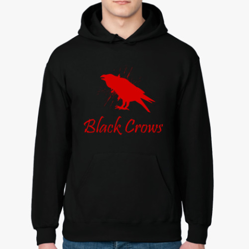 Толстовка худи с принтом Черный ворон