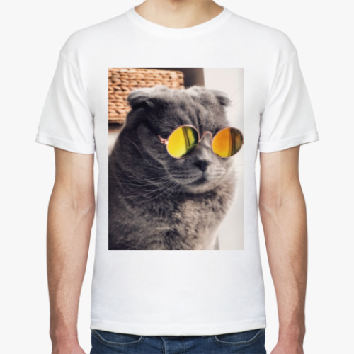 Футболка с принтом Кот-хитпстер