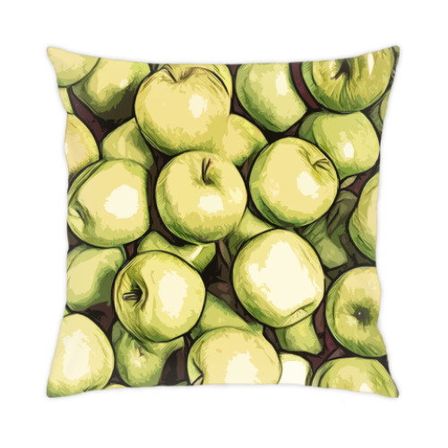 Подушка с принтом яблоки
