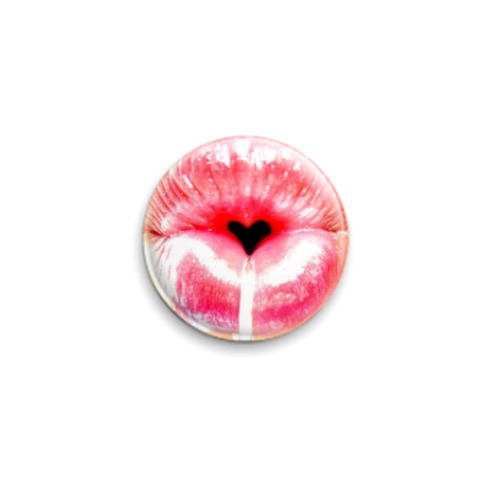 Значок 25мм с принтом lips heart