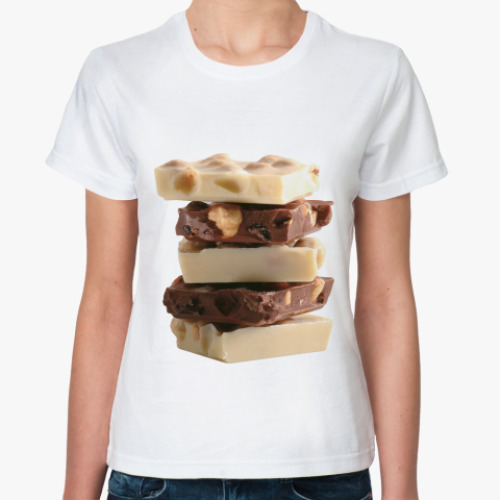 Классическая футболка с принтом  Шоколад