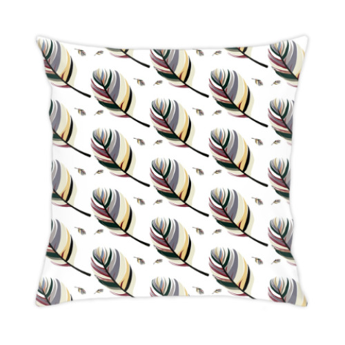 Подушка с принтом Перья