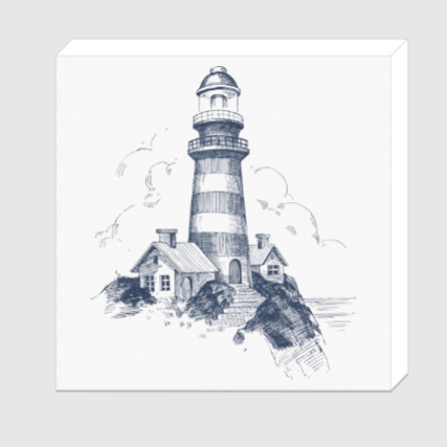 Холст с принтом Море винтаж маяк