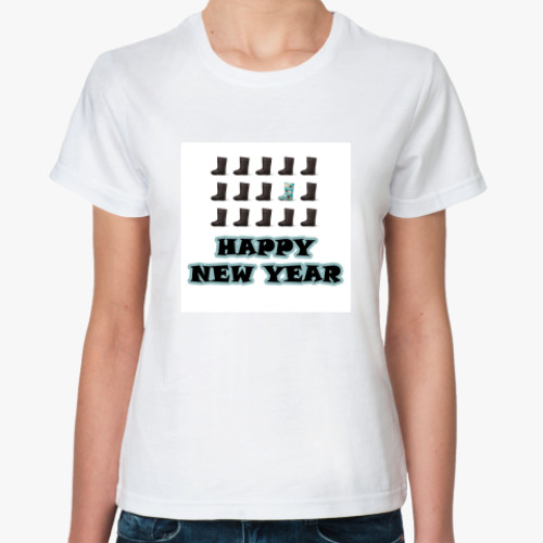 Классическая футболка с принтом NEW YEAR