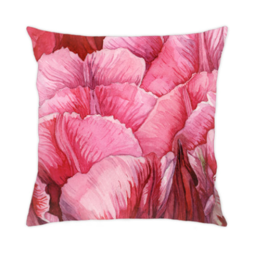 Подушка с принтом Тюльпан акварель