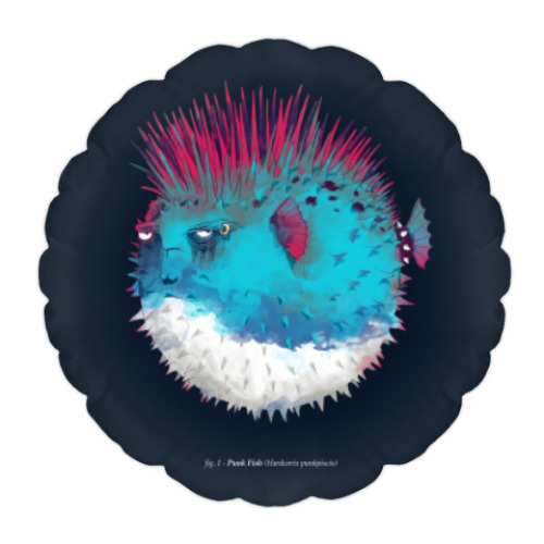 Подушка с принтом Брутальная рыба панк Punk fish