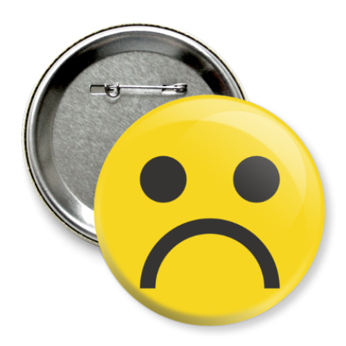 Значок 75мм с принтом Грустный Смайл
