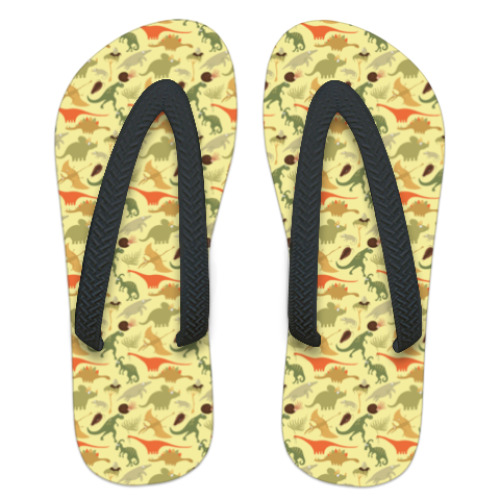 Шлепанцы (сланцы) с принтом Динозавры