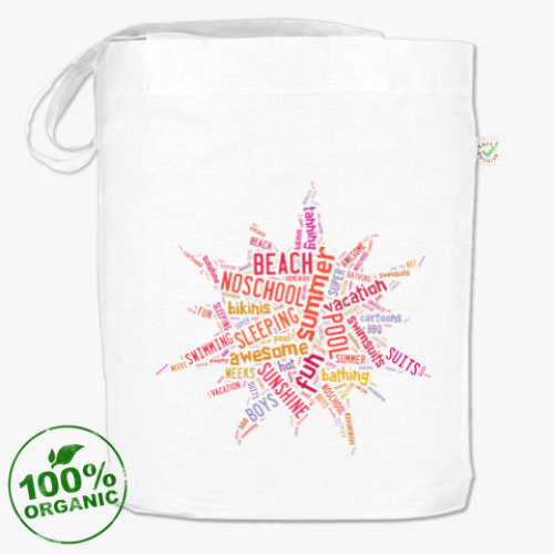 Сумка шоппер с принтом Летнее Солнце из слов