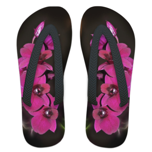 Шлепанцы (сланцы) с принтом Орхидеи