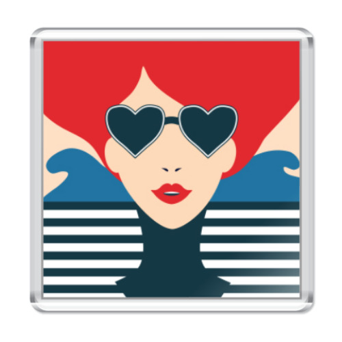 Магнит с принтом Француженка, фэшн иллюстрация, поп арт