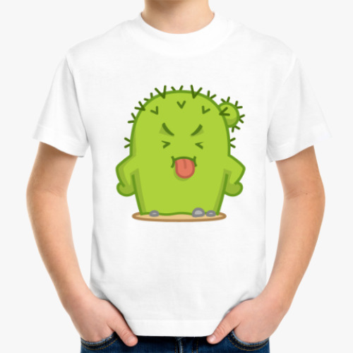 Детская футболка с принтом Игривый Кактус Коля