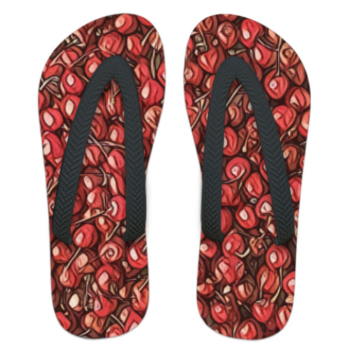 Шлепанцы (сланцы) с принтом вишня