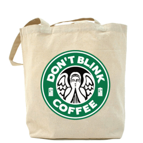 Сумка шоппер с принтом Don't blink coffee DOCTOR WHO