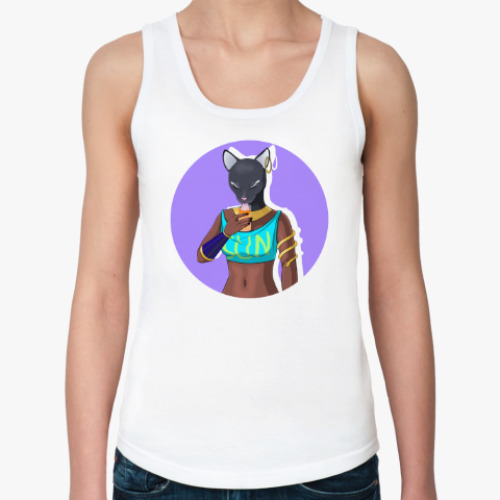 Женская майка с принтом Бастет на каникулах