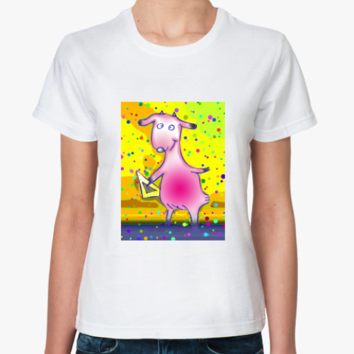 Классическая футболка с принтом  'коза'