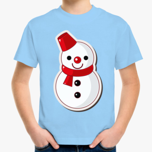 Детская футболка с принтом Снеговик