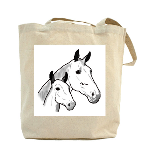 Сумка шоппер с принтом Лошади