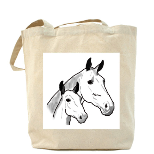 Сумка шоппер с принтом Лошади