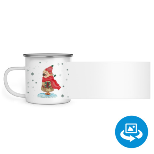 Эмалированная кружка (круговая запечатка) с принтом теплый мопс