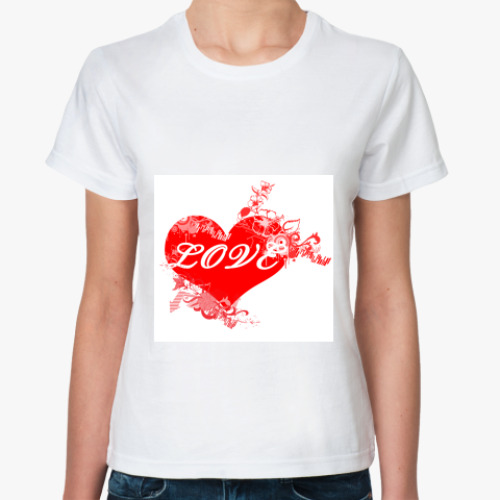 Классическая футболка с принтом Любовь это...