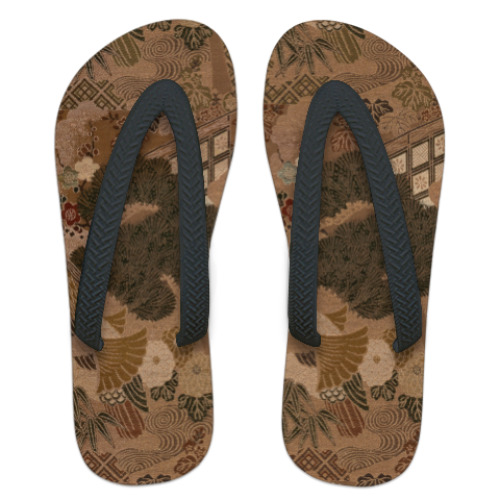 Шлепанцы (сланцы) с принтом Ткань