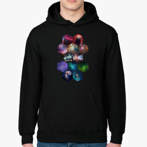 Толстовка худи с принтом Космический гексагон