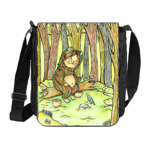 Сумка на плечо (мини-планшет) с принтом Лесной тролль