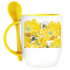 Кружка с ложкой Марципановые цветы