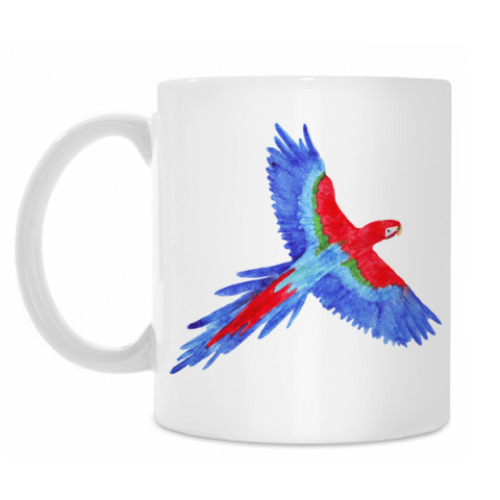 Кружка с принтом попугай ара
