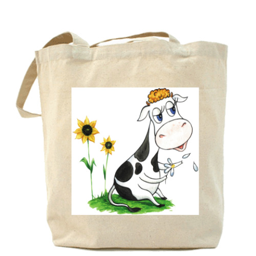 Сумка шоппер с принтом Корова