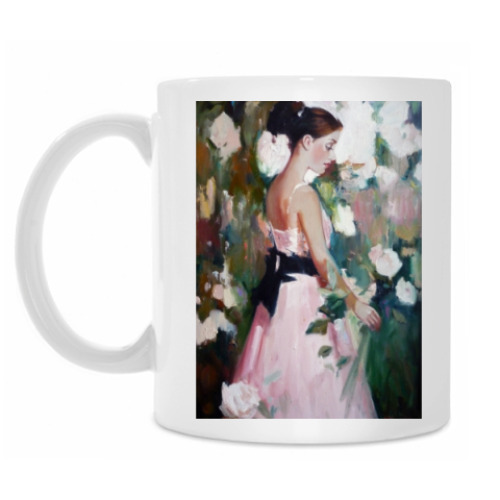 Кружка с принтом Девушка с розой