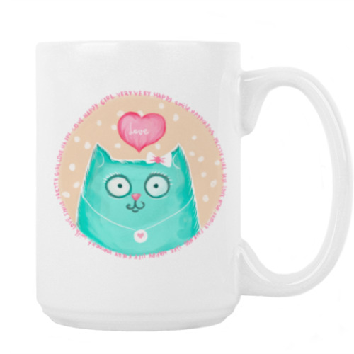 Кружка с принтом Кот и любовь