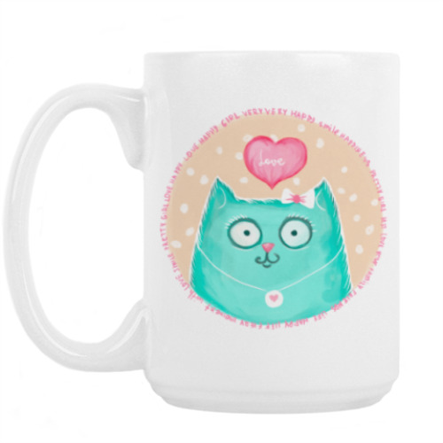 Кружка с принтом Кот и любовь