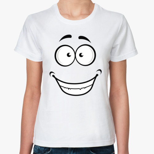 Классическая футболка с принтом Смайлик улыбка