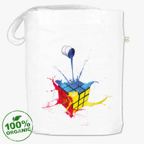 Сумка шоппер с принтом Кубик Рубика и краски