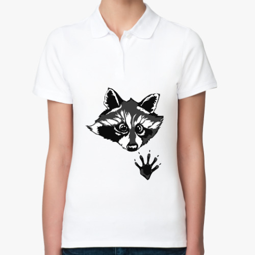 Женская рубашка поло (печать) с принтом енот