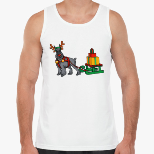 Майка с принтом Новогодний Шнауцер