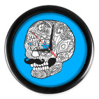 Настенные часы (без цифр) Череп с усами