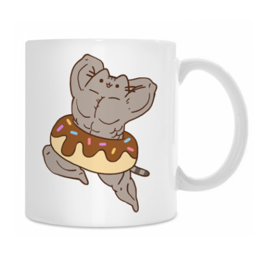 Кружка с принтом Кот в пончике