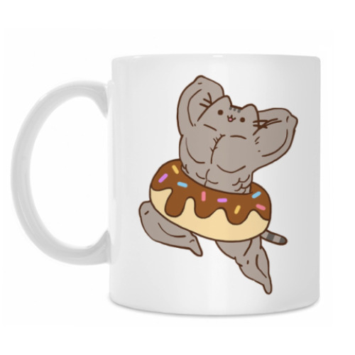 Кружка с принтом Кот в пончике