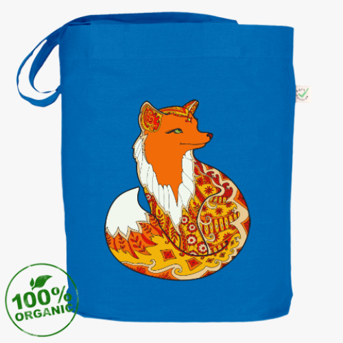 Сумка шоппер с принтом Изящная лиса зентангл