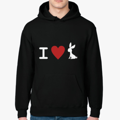 Толстовка худи с принтом Я люблю кроликов