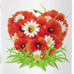 Сердце из маков и ромашек