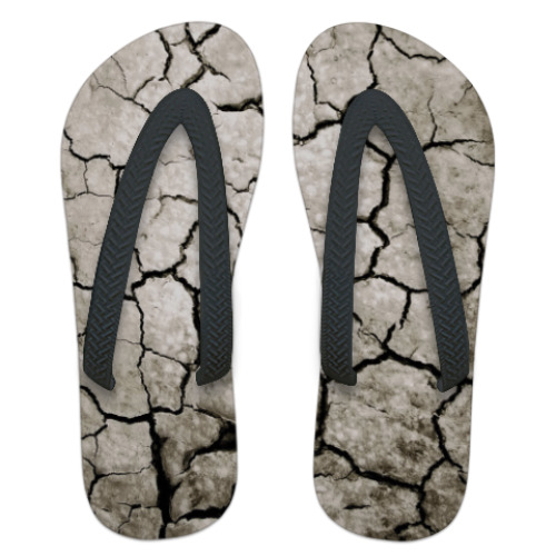 Шлепанцы (сланцы) с принтом Земля с трещинами