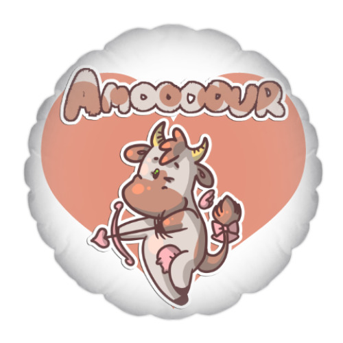 Подушка с принтом Коровка Mooood