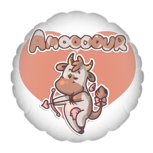 Подушка с принтом Коровка Mooood